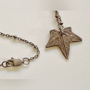 925 Sterling Silver dainty leaf pendant chain necklace